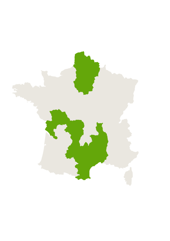 Carte des départements concernés par Mutualia Alliance Santé