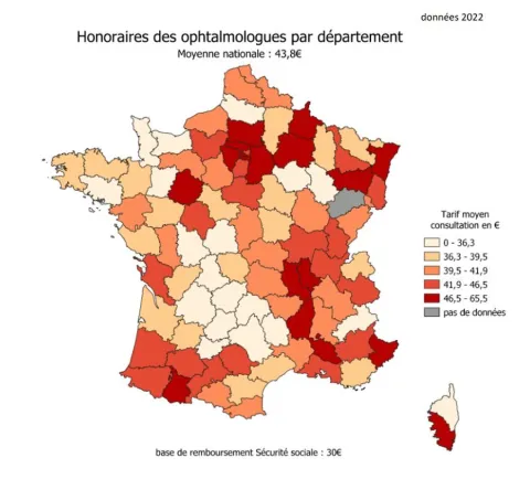 remboursements : carte de France avec différentes zones marquées par des couleurs